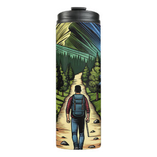 Man op wandeltochten thermosbeker