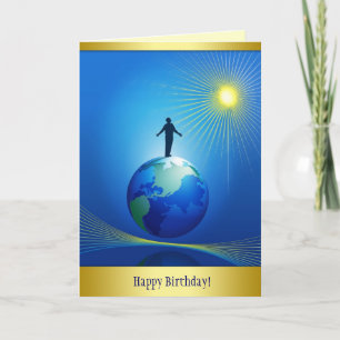 Man op Wereldbol Kaart