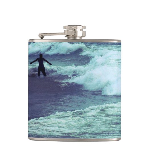 Man op Zee Waves Heupfles (Voorkant)