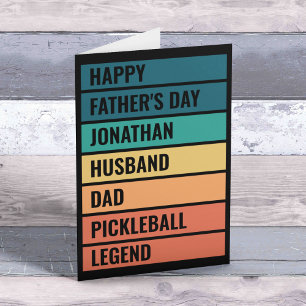 Man Papa Pickleball Legende Retro Vaderdag Feestdagen Kaart