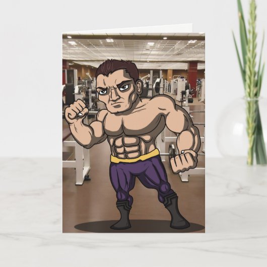 Man Personal Trainer Verjaardag Kaart (Voorkant)