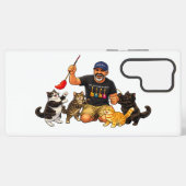 Man playing with his cats samsung galaxy hoesje (Achterkant horizontaal)