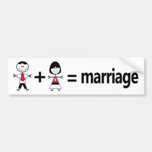 Man plus vrouw staat gelijk aan huwelijk bumpersticker