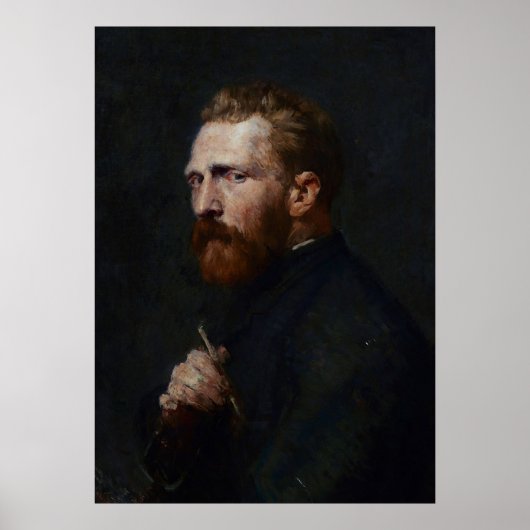 Man Portret schilderen  olie donkergrijs Poster (Voorkant)
