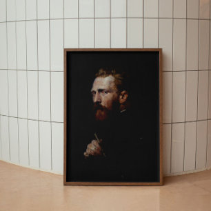 Man Portret schilderen  olie donkergrijs Poster