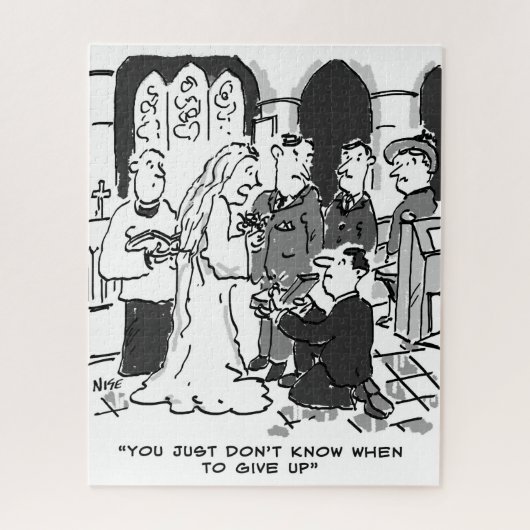 Man probeert Bride voor te stellen op een bruiloft Legpuzzel (Verticaal)