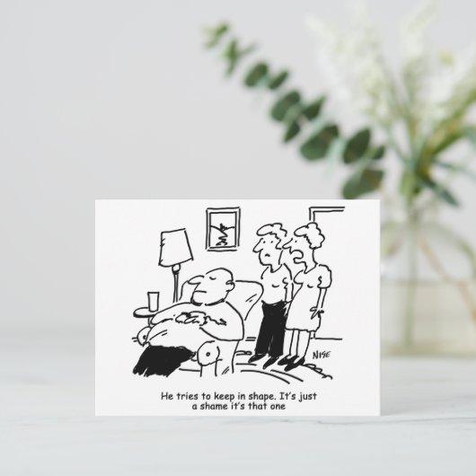 Man probeert in vorm te blijven. grappig briefkaart (Staand voorkant)
