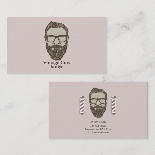 Man Retro Barber Shop Scheren & Kapsels Visitekaartje (Voorkant / Achterkant)