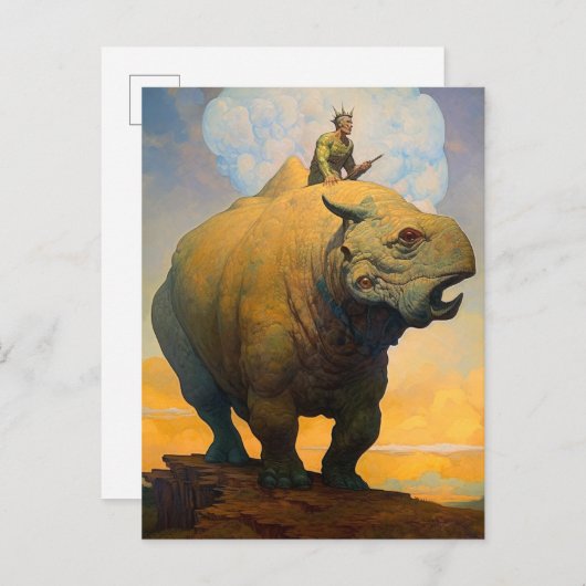 Man Riding Strange Beast Fantasy Science Fiction Briefkaart (Voorkant / Achterkant)