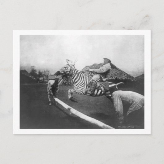 Man Riding Zebra — Afsluitingsfoto Briefkaart (Voorkant)