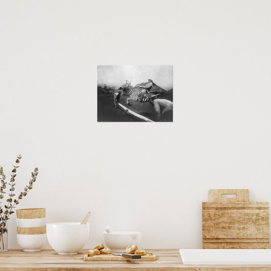 Man Riding Zebra — Afsluitingsfoto Poster (Keuken)