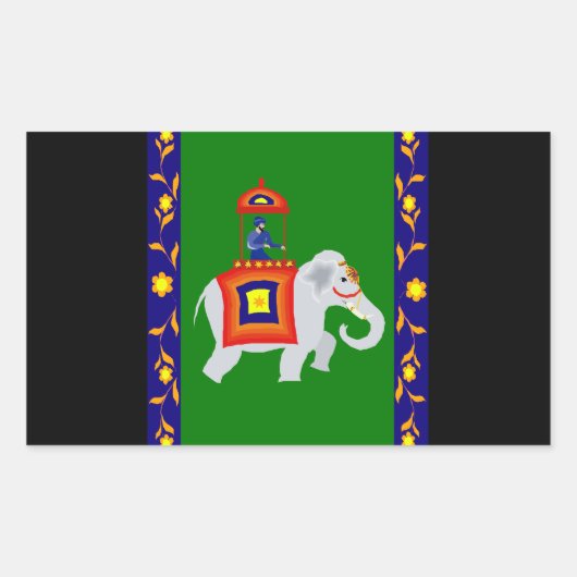 Man rijden Olifant Rechthoekige Sticker (Voorkant)