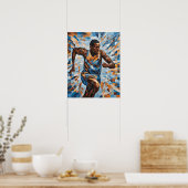 Man Running Track in Mozaïek Tegels Digitale Downl Poster (Keuken)