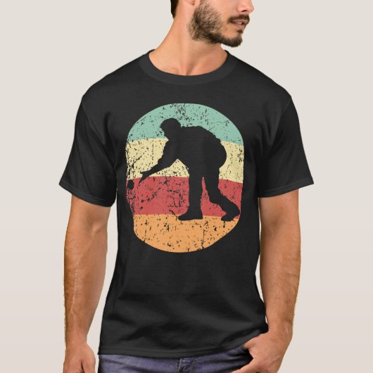 Man Spelen Bocce Silhouet Retro Bocce Ball Icon T-shirt (Voorkant)