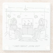 Man spoelt zijn tropische vis - grappige Cartoon o Glazen Onderzetter (Achterkant)