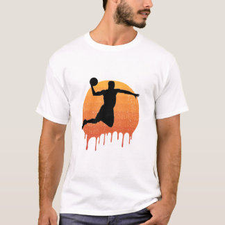  Man springen met basketbal T-shirt