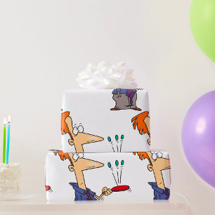 Man springt op een bat cadeaupapier