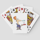 Man springt op een bat pokerkaarten (Achterkant)