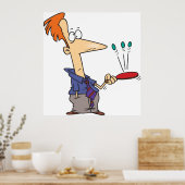 Man springt op een bat poster (Keuken)