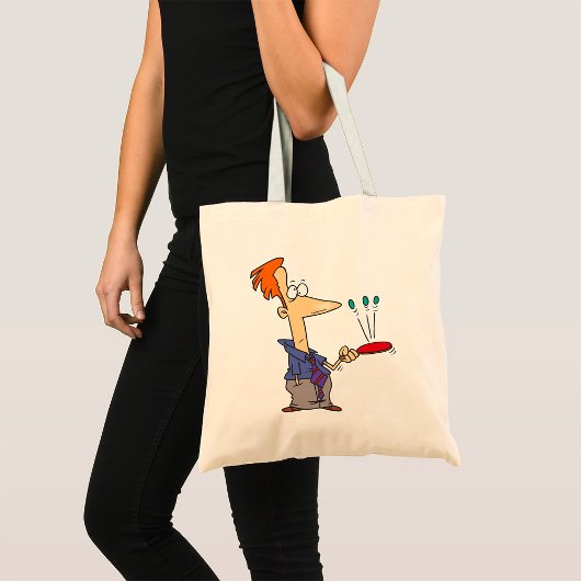 Man springt op een bat tote bag