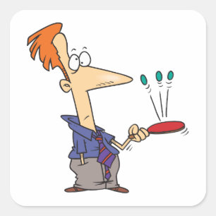 Man springt op een bat vierkante sticker