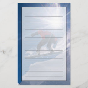 Man springt van een grote cornince af op een snowb briefpapier