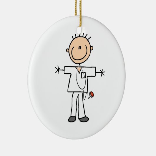 Man Stick Figuur verpleegster Keramisch Ornament (Rechts)