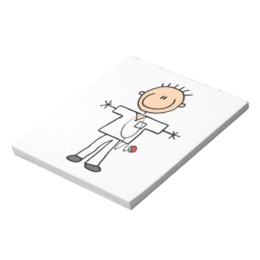 Man Stick Figuur verpleegster Notitieblok (Gedraaid)