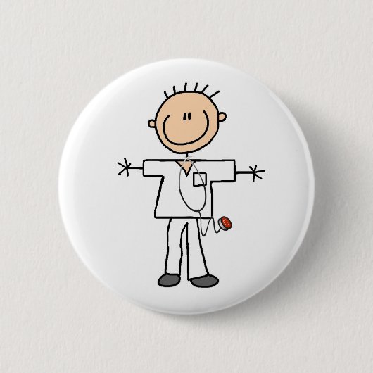 Man Stick Figuur verpleegster Ronde Button 5,7 Cm (Voorkant)