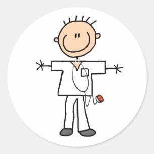 Man Stick Figuur verpleegster Ronde Sticker