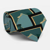 Man Stropdas Emerald Green Gold Black Wedding (Opgerold)