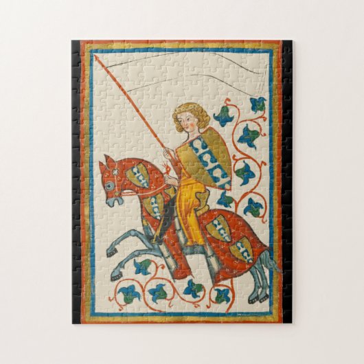 Man te paard 14e-eeuwse Codex Manesse Legpuzzel (Verticaal)
