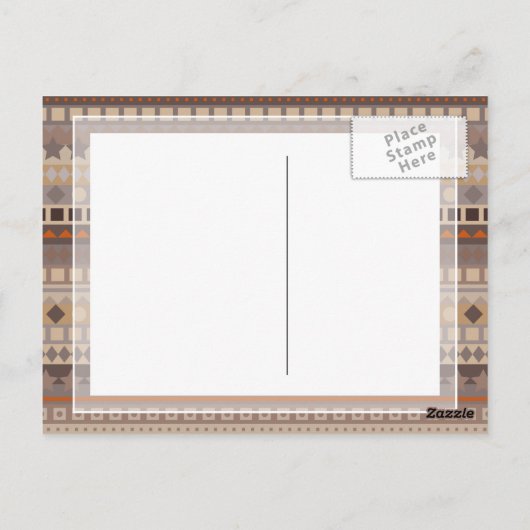 Man Tribal Aztec Stripes Bruin en Beige Pattern Briefkaart (Achterkant)