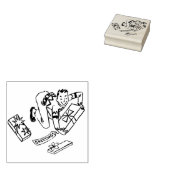 Man uit de jaren vijftig met kerstcadeaus Rubberstempel (Gestempeld)