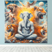 man van de spirituele olifant canvas afdruk (Insitu (Houten vloer))