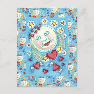MAN VAN DE valentijn IN DE MOON, ZEER VEELEMATIGE  Feestdagenkaart