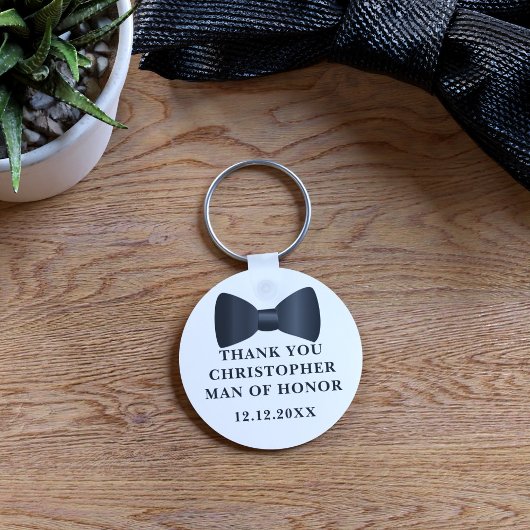 Man van eer Black Bow Stropdas bruiloft gunst Sleu Sleutelhanger