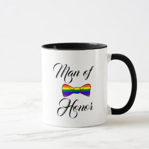 Man van Eer Rainbow Bow Stropdas Coffee Mok