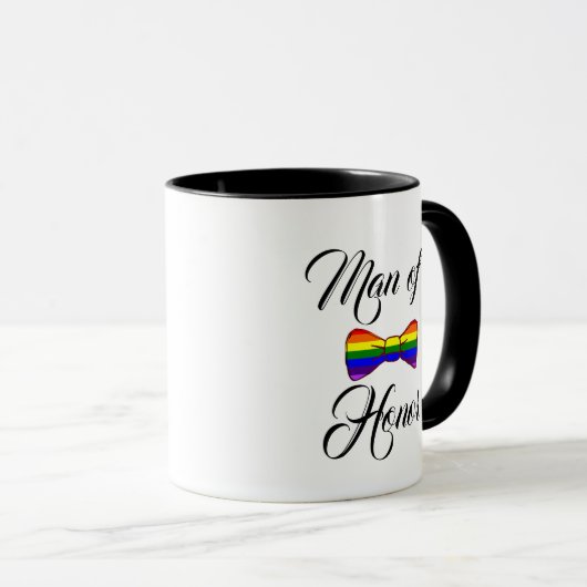 Man van Eer Rainbow Bow Stropdas Coffee Mok (Voorkant rechts)