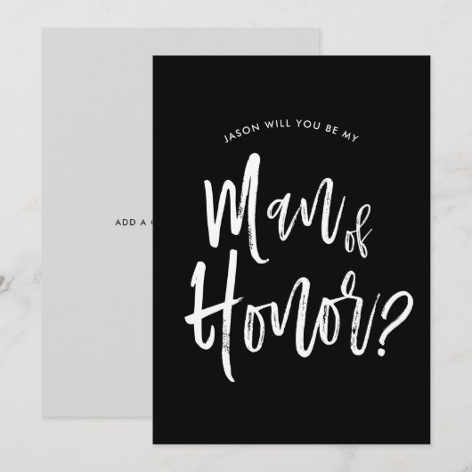 Man van Eer | Script Stijl Aangepaste Trouw Kaart (Voorkant / Achterkant)