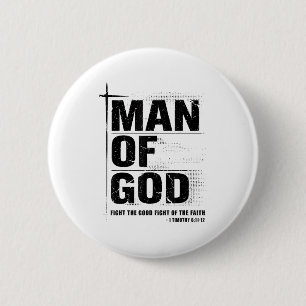 Man Van God Christelijke Vader Bijbelvers Timoteus Ronde Button 5,7 Cm
