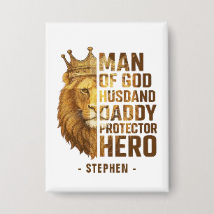 Man van God Lion Crown Design - Man, papa Button
