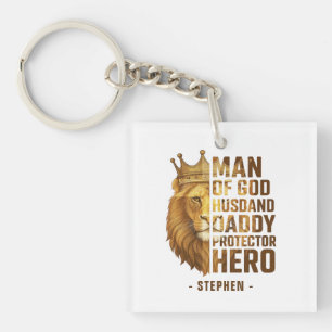 Man van God Lion Crown Design - Man, papa Sleutelhanger