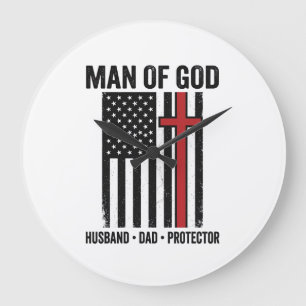 Man van God Patriottisch Kruis Christelijk T-shirt Grote Klok