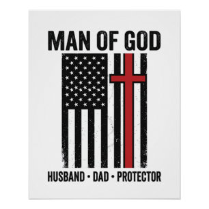 Man van God Patriottisch Kruis Christelijk T-shirt Perfect Poster