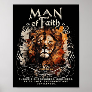 Man Van Het Geloof Leeuw Christelijk Jezus Leeuw G Poster
