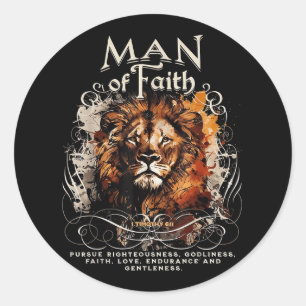 Man Van Het Geloof Leeuw Christelijke Jezus Leeuw Ronde Sticker
