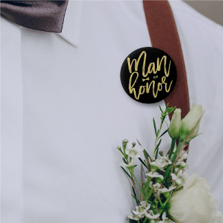 Man van het Honor Chic Gold Script Bridal Party We Ronde Button 5,7 Cm
