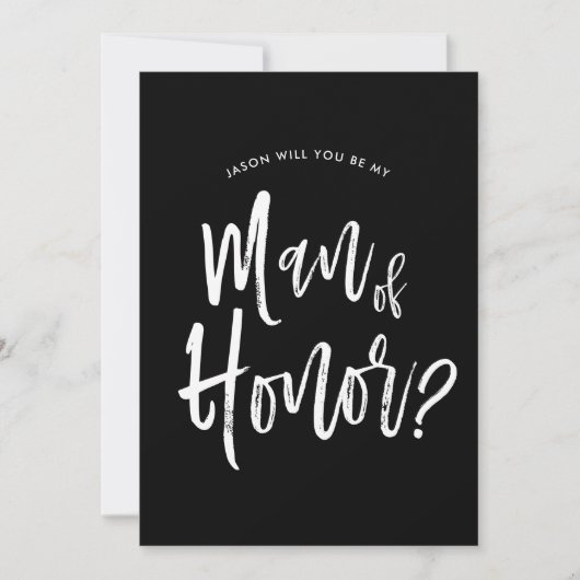 Man van Honor | Aangepaste bruiloft in Script-stij Kaart (Voorkant)