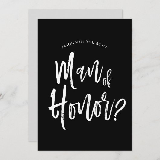 Man van Honor | Aangepaste bruiloft in Script-stij Kaart (Voorkant / Achterkant)